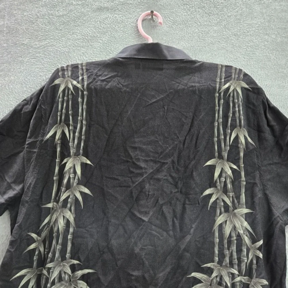 Croft & Barrow Men Button Up Shirt Large‎ Black Floral Hula Girl Hawaiian Collar
